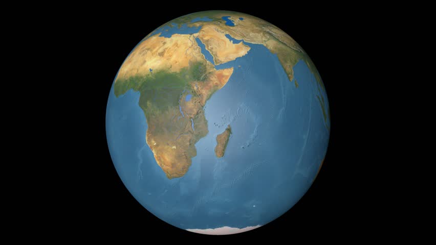 South Africa extruded on the world map. Rivers and lakes shapes added. High resolution  Marble raster used. Elements of this image furnished by NASA.