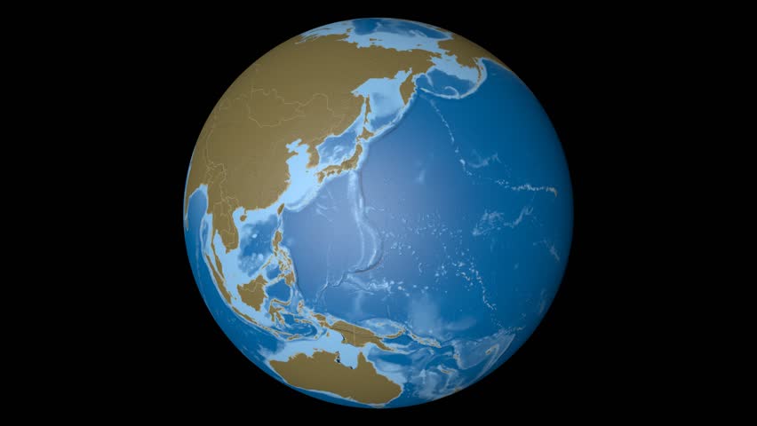 South Korea extruded on the world map with administrative borders. Elevation and bathymetry data on solid colors used. Elements of this image furnished by NASA.