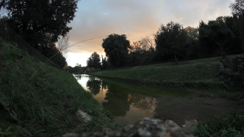 Time lapse at dusk at the Villa Doria Pamphili public park in Rome, Italy