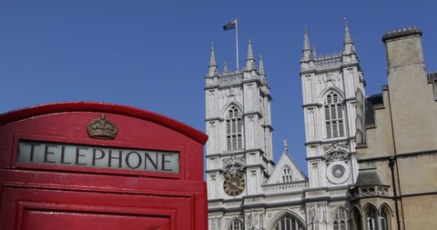 Westminster Abbey London Vintage Telecommunications Old Red Telephone Phonebox, United Kingdom, England ( Ultra High Definition, UltraHD, Ultra HD, UHD, 4K, 2160P, 4096x2160 )