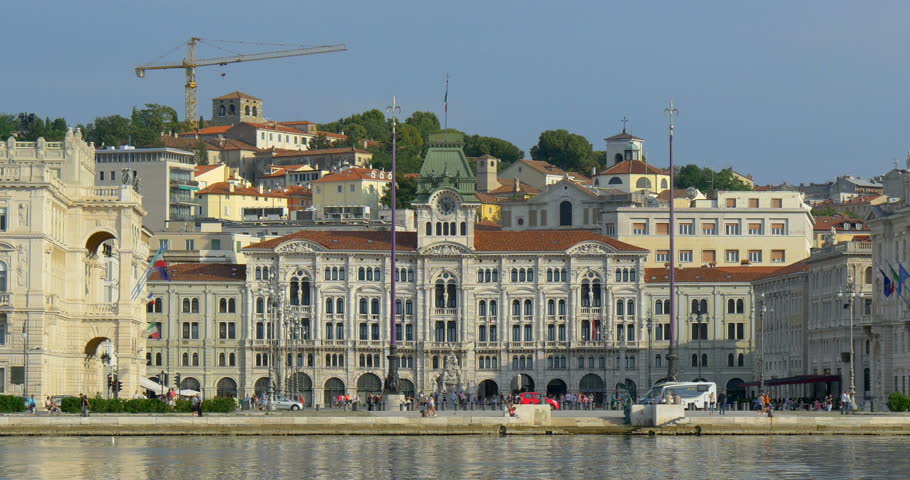Trieste, Italy Unity square. Municipal city building architecture. Historic travel landmark, Europe. Old town hall in Italia. Piazza D