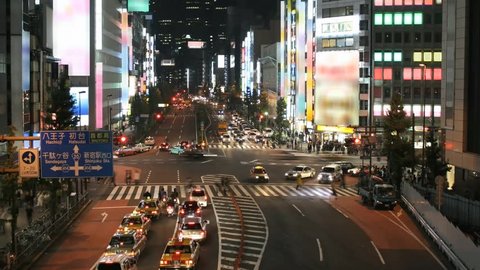 Time lapse Tokyo street scene at night.