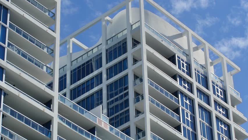 Building closeup on a blue sky