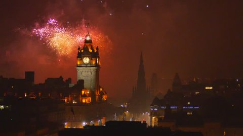 4K Fireworks during the last day of Summer Festival in Edinburgh – view from Calton Hill, Scotland, United Kingdom