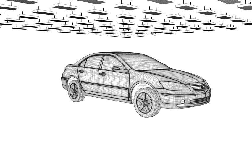 Car sketch rotating, seamless loop