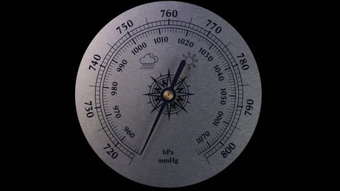 Movement arrow of the barometer. Changing weather