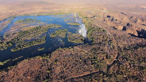 aerial view of victoria falls one of the most famous waterfall in the world  a world heritage 