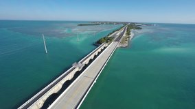 Florida Keys 7 mile bridge 4k aerial video