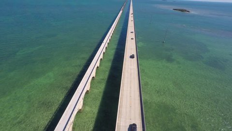 Seven Mile Bridge Florida Keys aerial video Arkivvideo