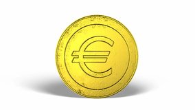 Euro Golden Coin Spinning Looping Video
