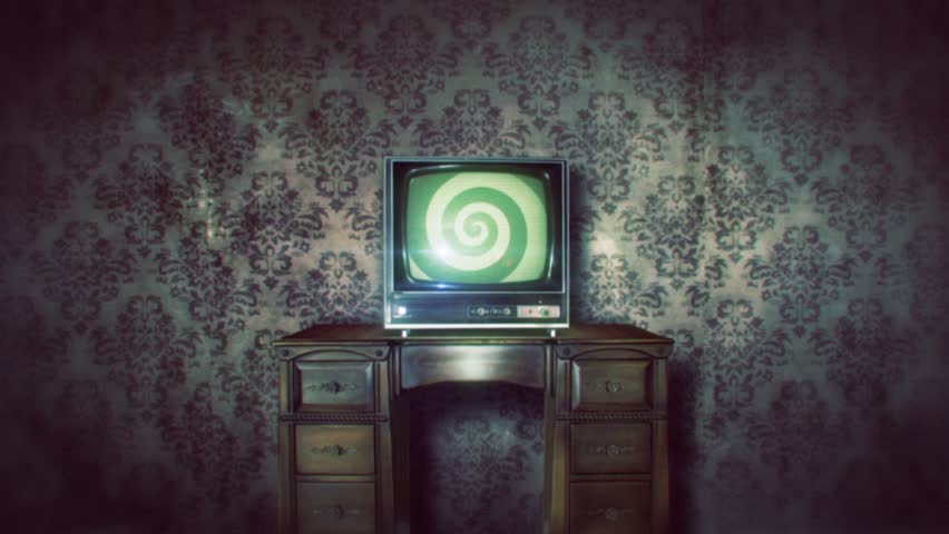 retro tv with hypno spiral Royalty-Free Stock Footage #8360746