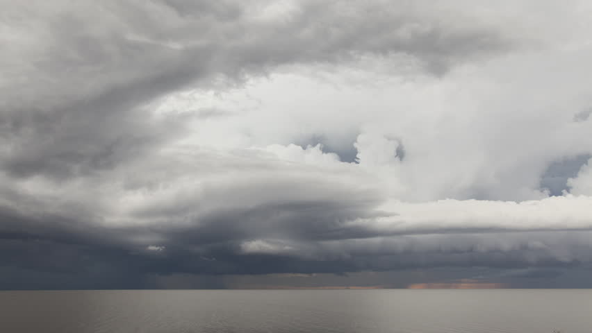Ocean Thunderstorm Time-lapse with rotating shelf cloud over water. Royalty-Free Stock Footage #8368132