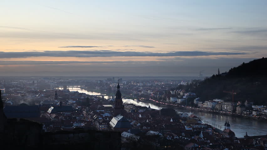 The romantic city of Heidelberg, Germany at dawn / HD1080 / 30fps