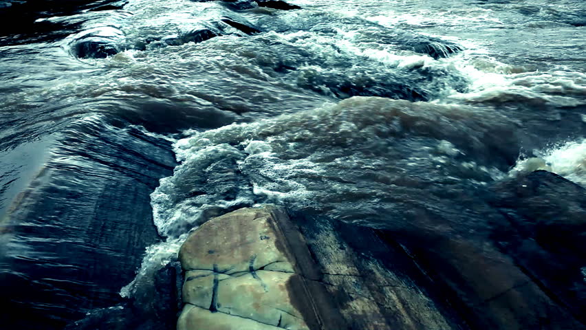Close up of dark blue water of a water fall in the Brazilian serrado / HD1080 /