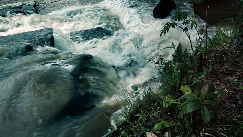 Close up of dark blue water of a water fall in the Brazilian serrado / HD1080 /