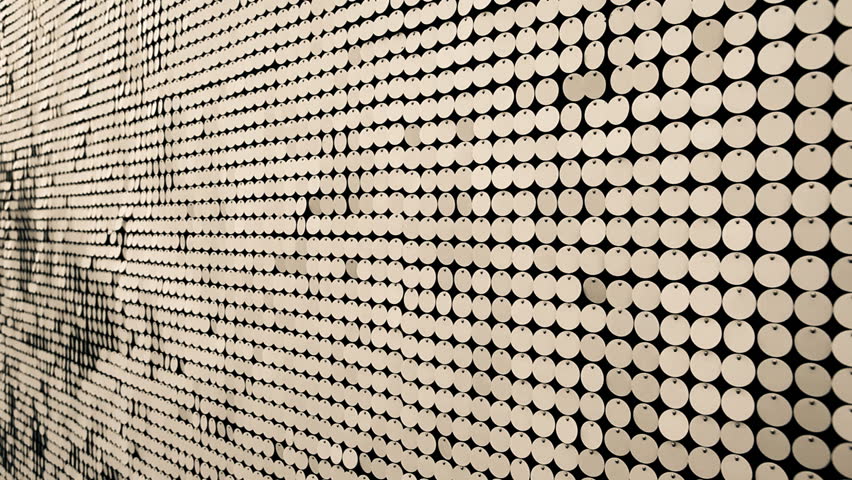 A shop wall decorated with chains of glittering shiny  spangles / HD1080 / 30fps