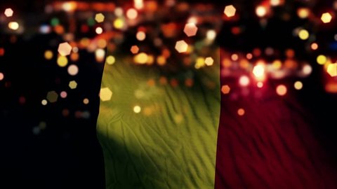 Belgium Flag Light Night Bokeh Abstract Loop Animation - 4K Resolution UHD