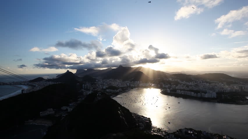 Time Lapse of Rio De Janeiro shot from the sugar loaf mountain with Copacabana