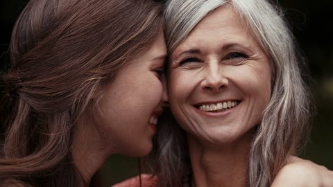 Close mother and daughter have a happy moment together Stock Video