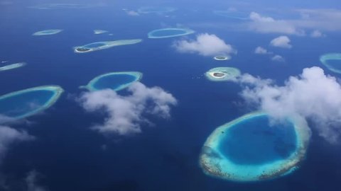 Aerial shot Island atoll of Maldives