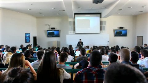 MONTENEGRO - PODGORICA 2013 - Students listen a lecture at the university - slider shoot