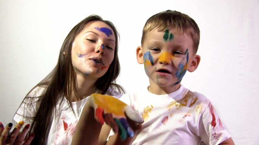 children play paints