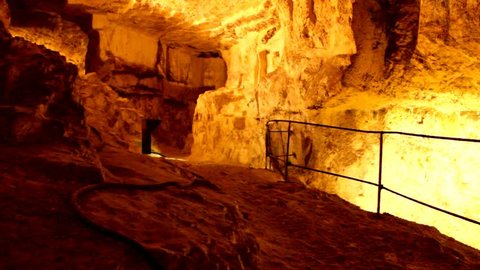 Zedekiah's  cave or King Solomon's Quarries under Old city at the Damascus Gate .   The height of the cavities of the cave is 15 meters and length more than 300 meters. Jerusalem