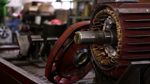 Heavy industry - Electric motor assembling, how it made. A motor that converts electricity to mechanical work