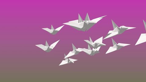 3D animation of the craft of crane._2
/ paper is morphing into crane that come down from above. Then, crane 3D animation to glide the sky joined the herd. /