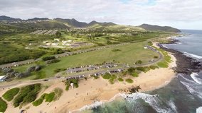Slow fly-by, fly-through video of Sandy Beach on Oahu's south shore, made famous by President Barack Obama body surfing.