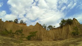The Tigers Pe (hom chom) movement of the crust in the Tertiary Period late (late tertian) attributed to erosion by wind and water naturally, Nan Thailand.