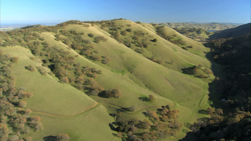 Aerial view of unspoiled green undulating hillside