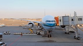 load and unload cargo to airplane for air freight logistic 