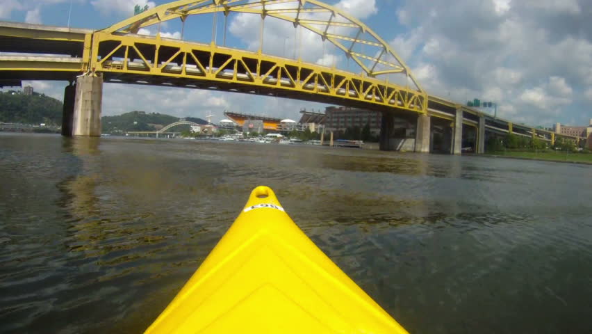 Kayaking on the Allegheny River in Pittsburgh, Pennsylvania.