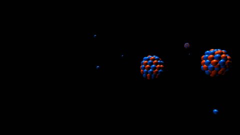 Closeup of a nuclear fission chain reaction. Animation. CGI - HD