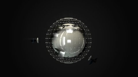 Globe model with network and satellites