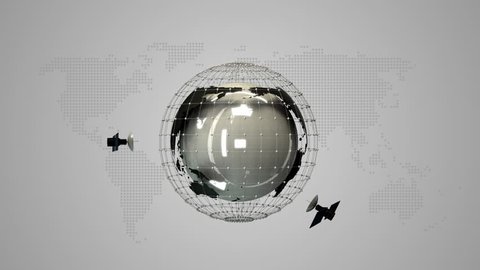 Globe model, network and satellites with background
