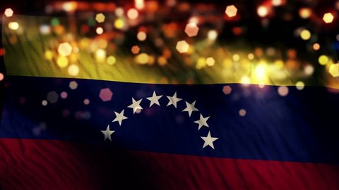 Venezuela Flag Light Night Bokeh Abstract Loop Animation 4K Resolution UHD Ultra HD