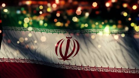 Iran Flag Light Night Bokeh Abstract Loop Animation 4K Resolution UHD Ultra HD