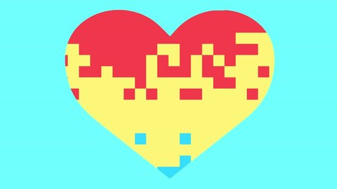 Heart Pixel Animation Seamless loop with Pastel Color Style Stockvideo