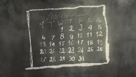Calendar Month Page Scribbling on a Chalkboard