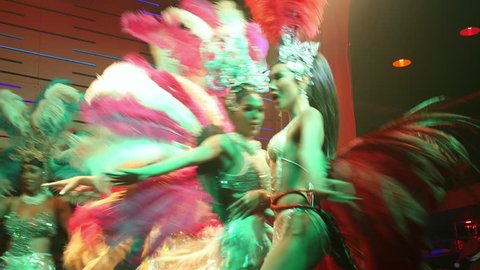 THAILAND, DECEMBER, 2014 - Transvestites Perform on the Stage in Nightclub - Travesty Show. Thailand. Koh Samui. HD, 1920x1080.