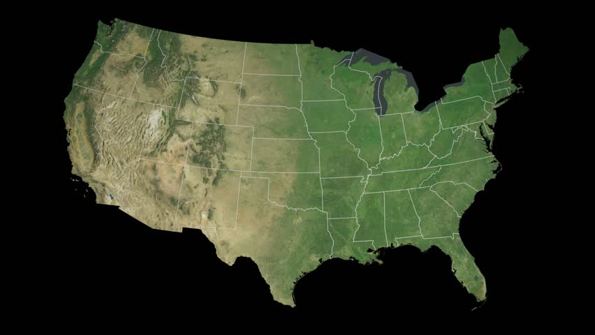 USA - North Carolina state (Raleigh) extruded on the satellite map of the United States in the Azimuthal Equidistant projection, isolated on black. Elements of this image furnished by NASA.