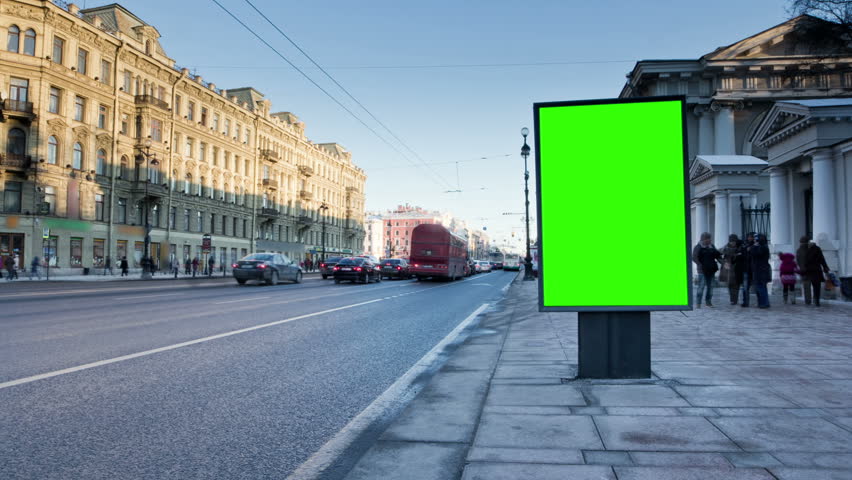 Billboard chromakey. St Petersburg. Russia. timelapse