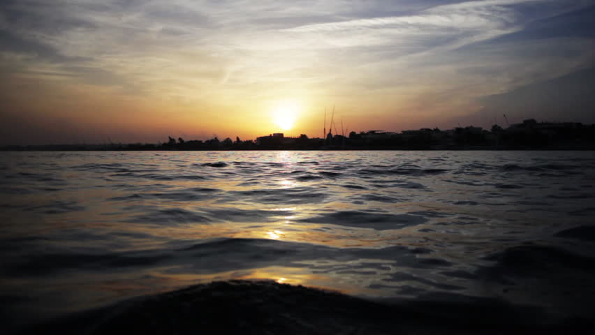 Sunset on the Nile River. Luxor, Egypt. 1080p HD.