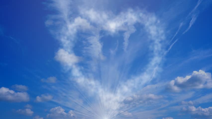 valentines heart blue background sky clouds Stock Footage Video (100% ...