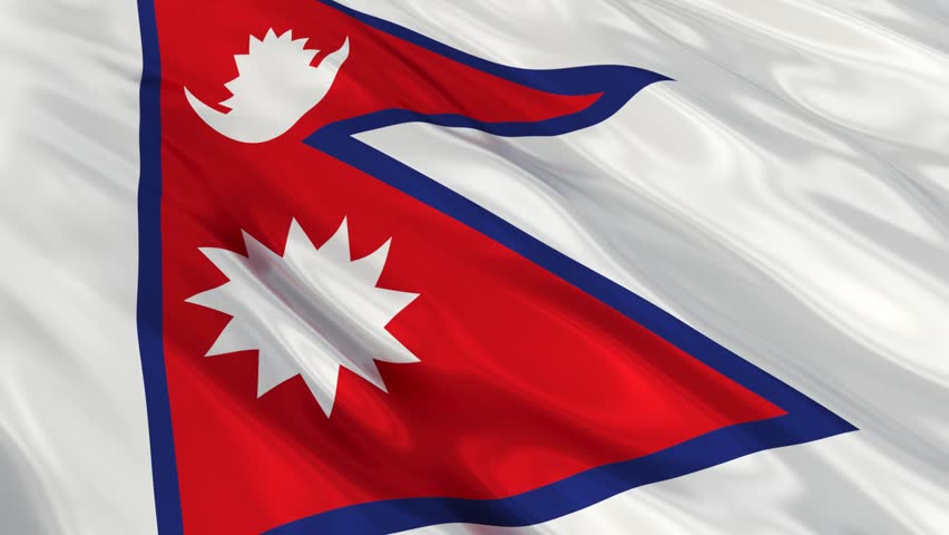 Flag of Nepal waving in the wind. Seamless looping. 3d generated.