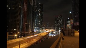 Toronto highway at night. Time lapse. Tilt up.
Timelapse and tilt up of Gardiner expressway at night in downtown Toronto. Looking east.
Clip is assembled from hi-res stills taken with a Canon 550D. 