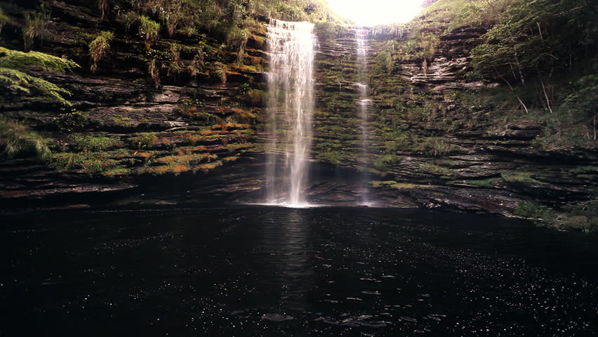Very nice waterfall in brazilian national park Chapada Diamantina, with green
