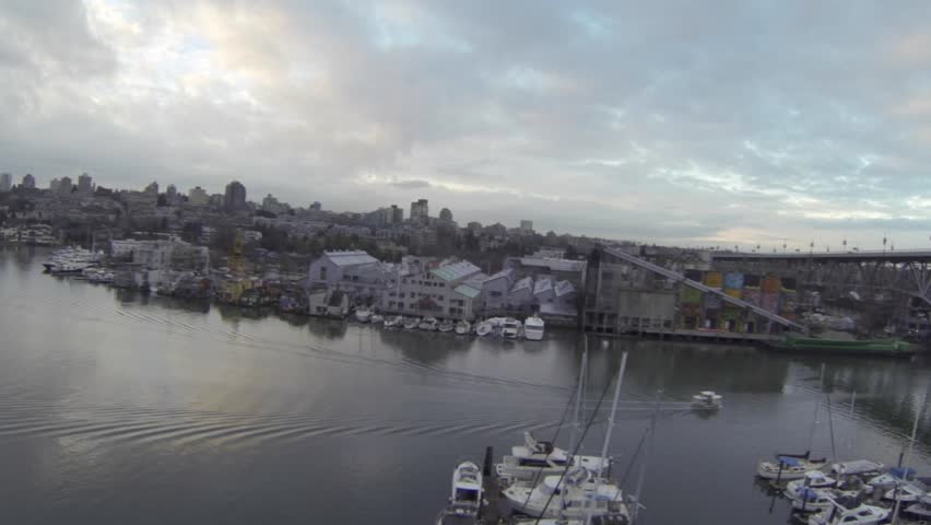 VANCOUVER,CANADA - CIRCA December 2014 :aerial flight over granville island